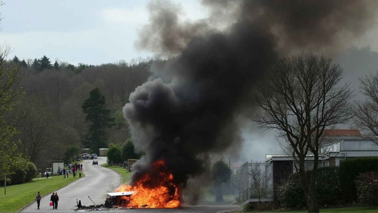 Plane crash at Isle of Wight holiday park: tourists watch as bystanders pull two from burning wreck